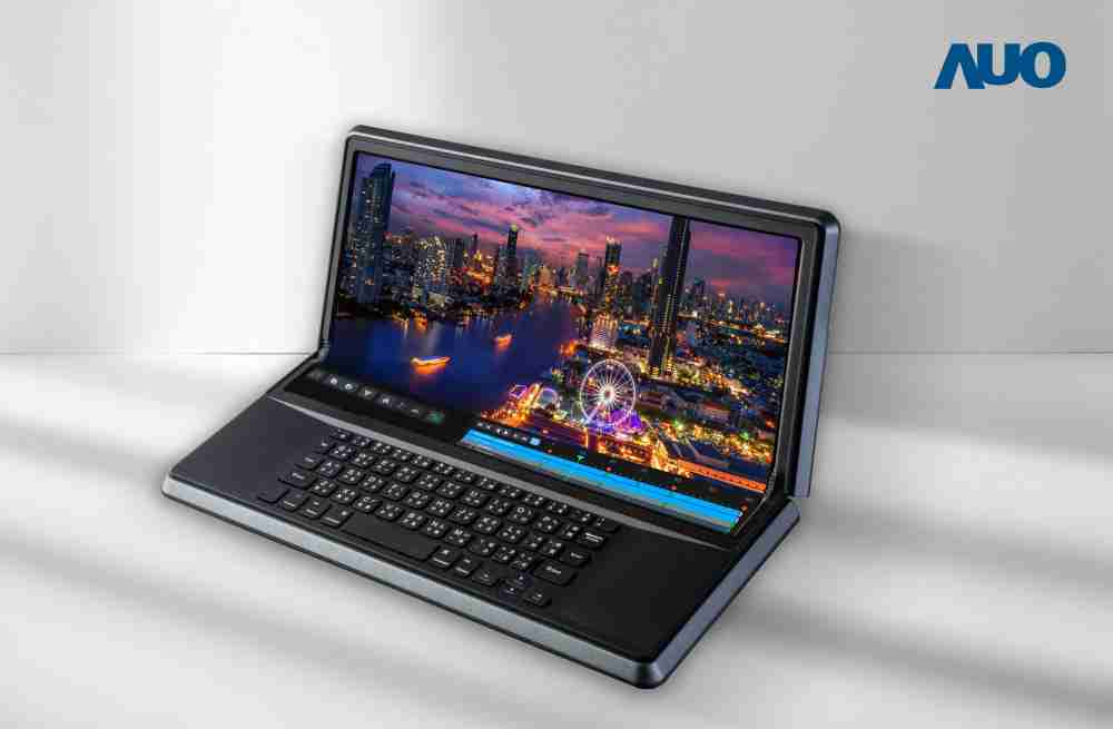 PA直营14.6吋Micro LED折迭显示屏幕，，，搭配半径4mm的弯折绞炼，，，，以及高画素、、、、高亮度、、、高对比度的显示技术特点，，即便在大视角下仍保有绝佳色相与亮度