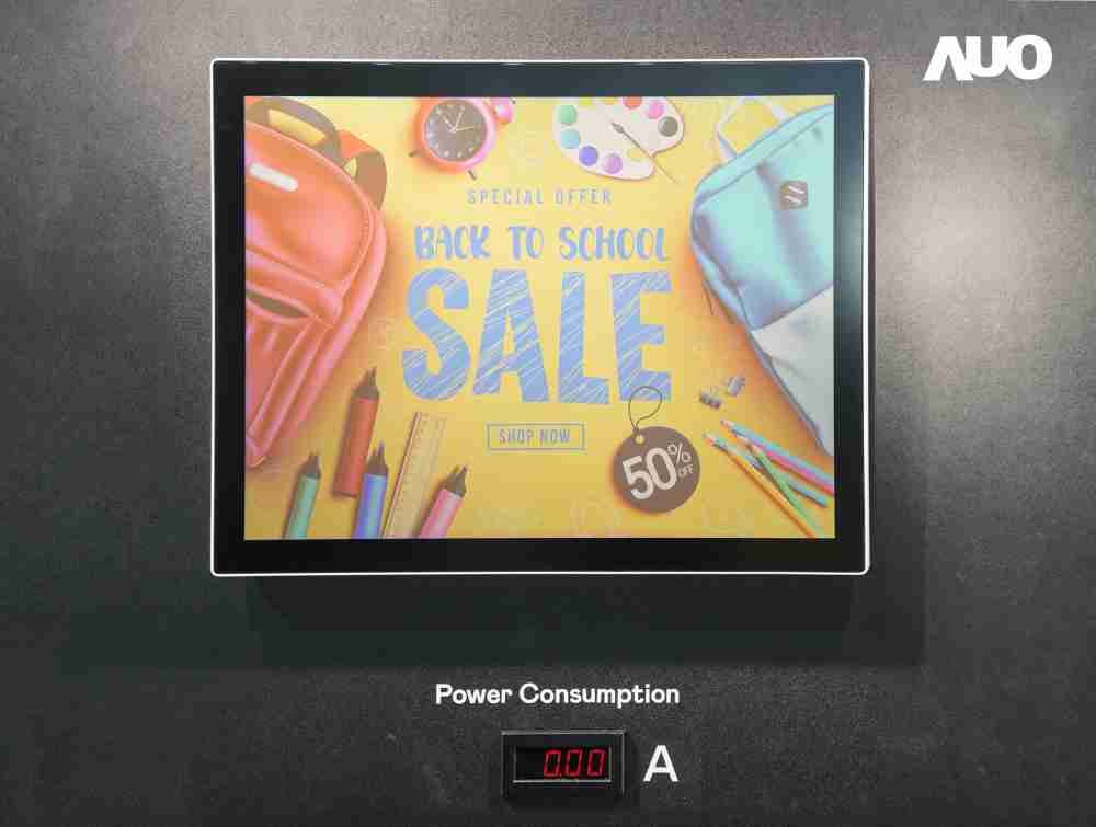 PA直营展示胆固醇液晶超低耗能户外全彩显示器，，ChLC（胆固醇液晶）以双稳态技术使静态显示零功耗，，，具省电、、高彩度、、环保的特性，，，还整合软硬件系统解决方案，，可透过单一云端平台管理