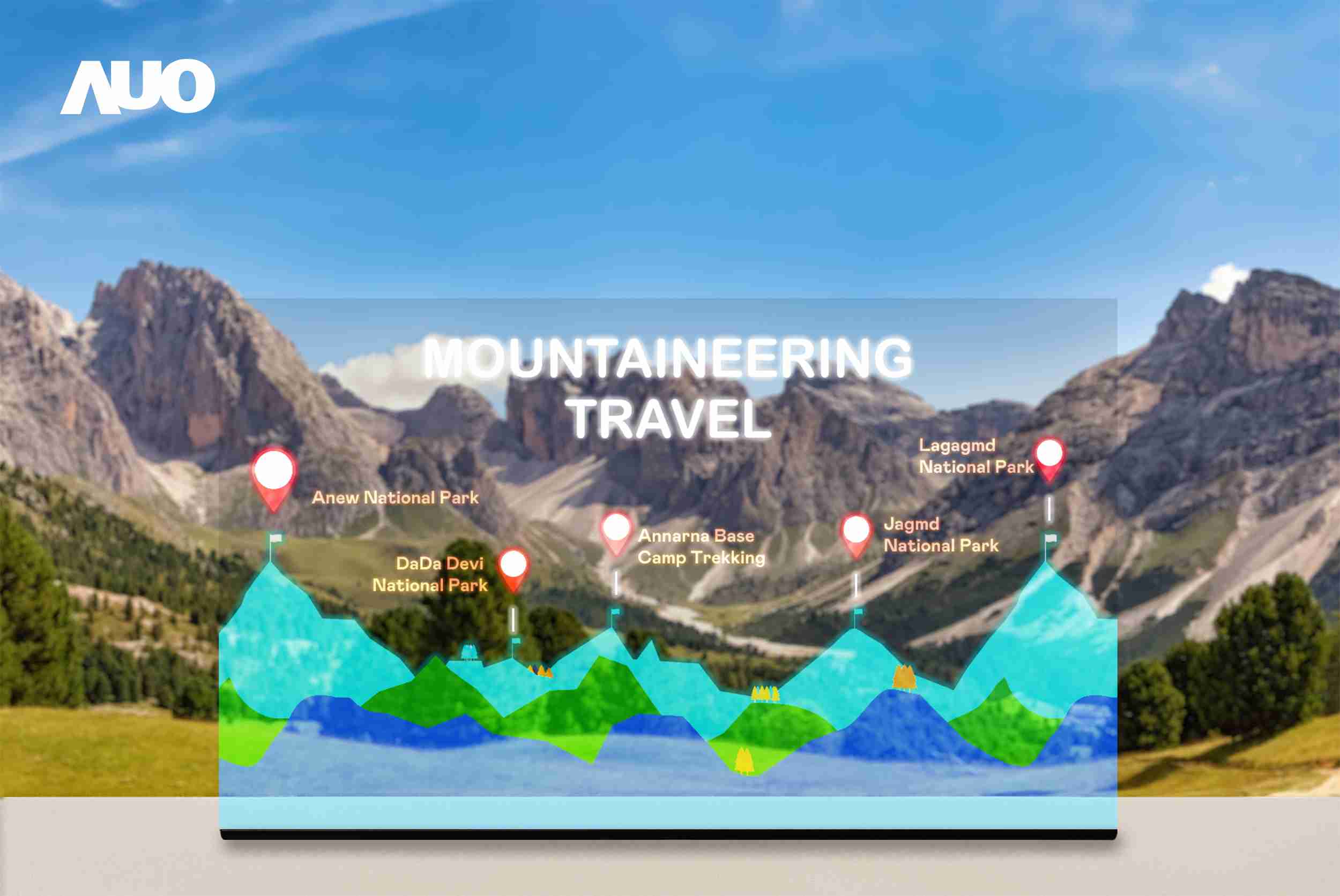 PA直营展示全球单片尺寸最大(*)42吋透明Micro LED显示器拼接而成的〝64吋透明Micro LED显示器〞，，，具备高透明度、、、1,000 nits高亮度、、、广色域、、、采用三边无边框的无缝拼接等多重特色，，，呈现超高清、、、细腻画质而不遮挡后方视觉，，，满足层峰需求，，，可广泛运用于零售、、、、艺术展览或商业空间等场域